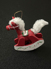 Vintage Wood Rocking Horse Ornament 2  Red Horse Christmas Tree Decoration