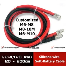 Custom Silicone Cable M6 M8 M10 Lug Ring Terminal Soft Wire 2AWG 4AWG 6AWG