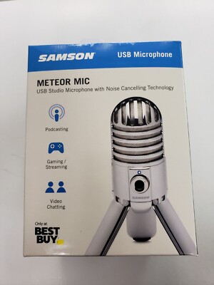 NEW IN BOX! Samson Meteor Mic USB Silver Microphone w/ Noise Cancel Technology 