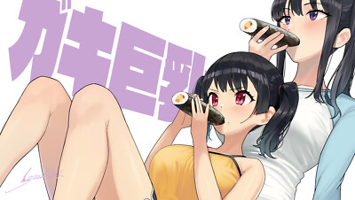 Anime girls  art 2d portrait kaedeko food sushi eating playmat gaming mat
