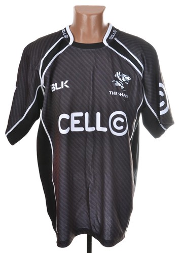 SHARKS SOUTH AFRICA RUGBY UNION SHIRT JERSEY BLK SIZE XL