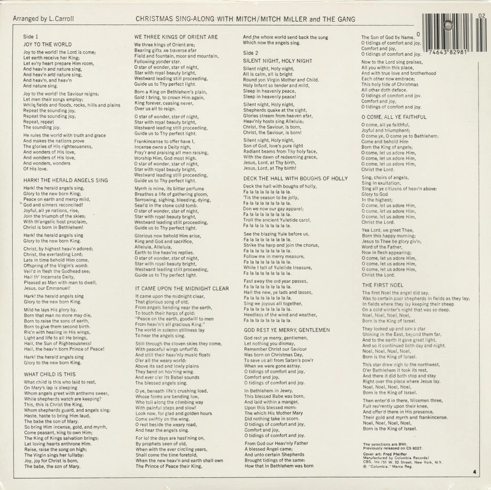 MILLER, Mitch - Christmas Sing-Along With Mitch (LP) - Vinyl Weihnachten - Bild 2 von 2