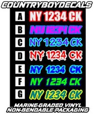 TWO Custom 18 BOAT REGISTRATION VINYL DECALS ...