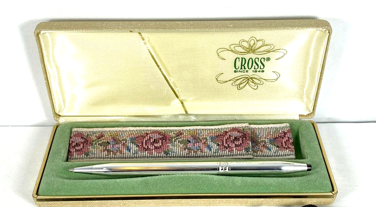 CROSS VINTAGE STERLING SILVER BALLPOINT PEN (WOMANS ROSES & SHEATH