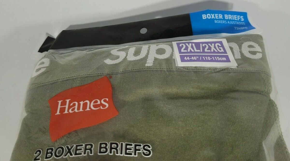 Supreme Hanes Boxer Briefs (2 Pack) Olive Size 2XL/XXL Extra Extra Large  NEW NIB