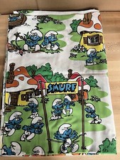 VINTAGE 1980'S WALLACE BERRIE CO PEYO SMURF CHILD'S TWIN BED FLAT SHEET ONLY
