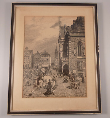 Stahlstich Erich Class Bremer Rathaus und Roland um 1810 19. Jahrhundert