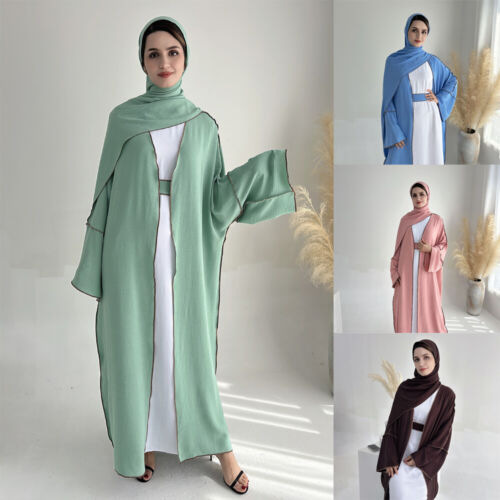 Muslim Abaya With Hijab Scarf Cardigan Women Kimono Robe Kaftan Dubai Robe Gown - 第 1/52 張圖片