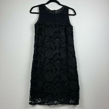 INC International Concepts Dress Womens Sz 4 Sheath Sheer Lace Sleeveless Black
