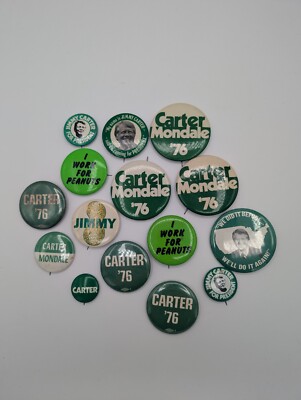 Jimmy Carter Presidential Election Campaign Vintage Pinback Buttons Lot of 15