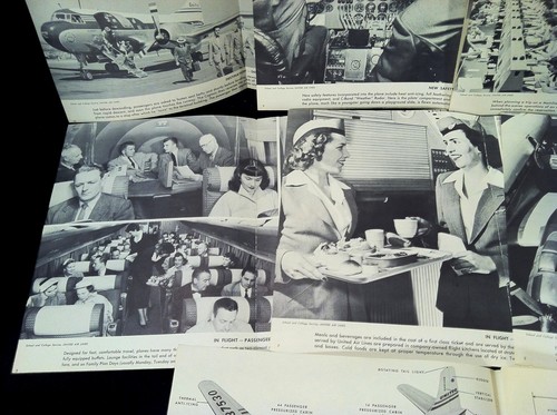 Poster vintage 1954 United Airlines DC-7 Mainliner addestramento 9+ belle dimensioni cornice - Foto 5 di 12