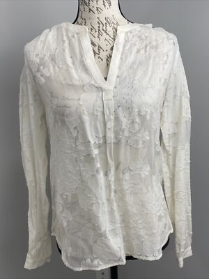 Women's Cynthia Rowley Silk Blend Blouse Sz XS Floral Sheer Long Sleeve Top NEW