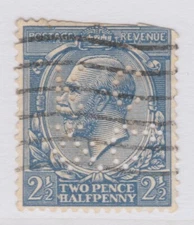 Perfin on GB UK GREAT BRITAIN Stamp Used A29P40F37831