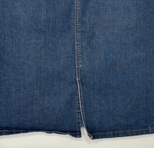 Falda vaquera puño francés para mujer talla 10 elástica recta frontal abertura lavado índigo - Imagen 3 de 10