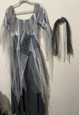 ZOMBIE BRIDE COSTUME WOMENS M/L GRAVEYARD CORPSE WITH VEIL COSPLAY NEW