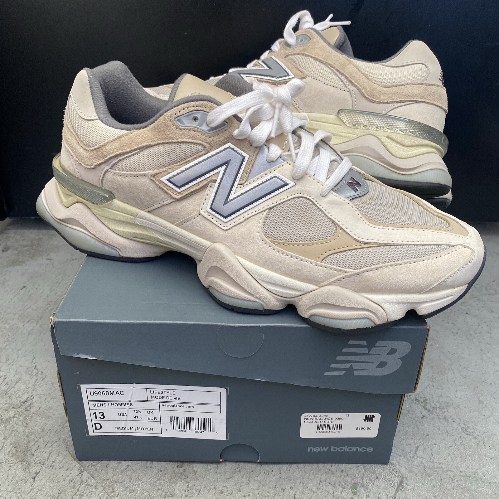 New Balance 9060 Sea Salt Surf U9060MAC Size 13 w/ Box Excellent Condition