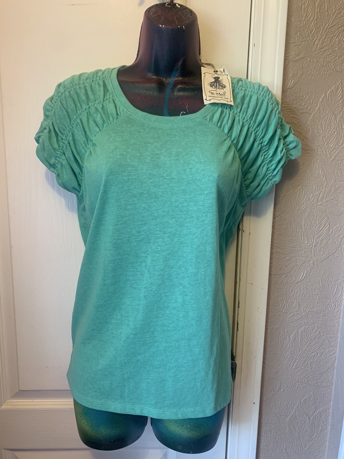 EASEL CLOTHING SHORT SLEEVE SEA FOAM GREEN TOP BLOUSE SIZE SMALL S eBay