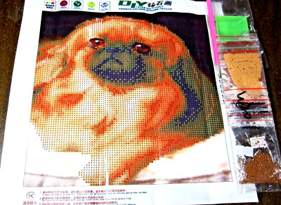 Brown Pug Puppy 3D Round Diamond Cross Stitch Painting Kit - NIP (#98)