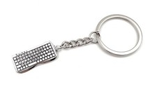 Keychain Keyboard Calculator Silver Metal Pendant Charm