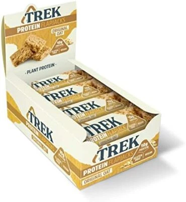 TREK High Protein Flapjack Original Oat, 50 g - Gluten Free Bars – Healthy Sn