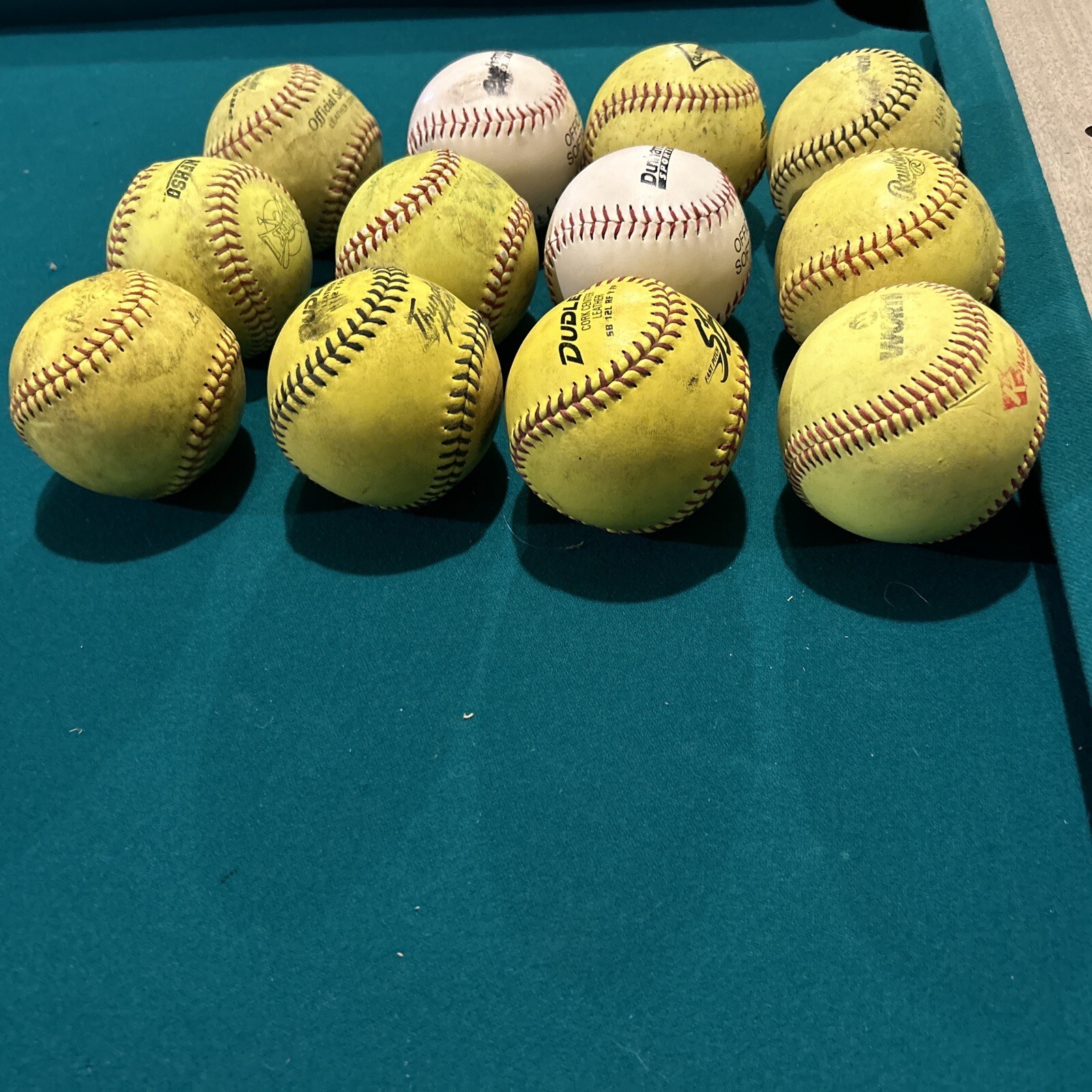 One Dozen (12) Fastpitch Softballs Used Game 12” Balls Great For