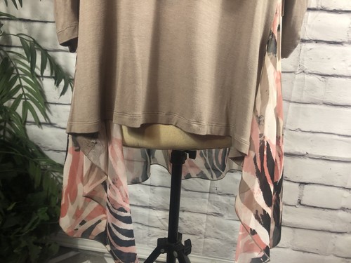 NWT Multiples Brown Animal Print Women's Size M Half Sleeve Rayon Blend Blouse - Picture 5 of 11