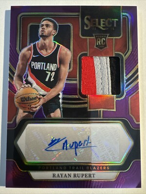 2023-24 Panini Select Rayan Rupert Rookie Jersey Patch Auto Purple #/99