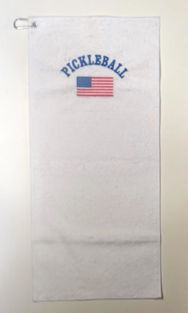 Pickleball FLAG - Sport Towel machine embroidered with silver grommet and hook