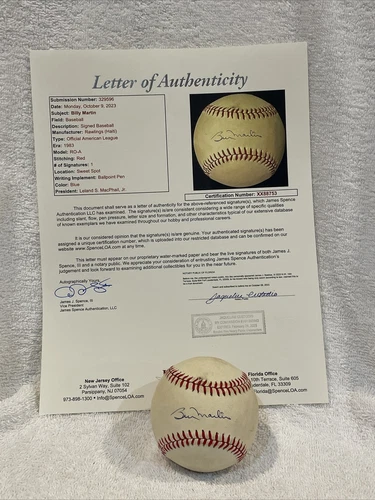 VINTAGE Billy Martin AUTO'D OAL (MacPhail) Baseball, New York Yankees, JSA AUTH!