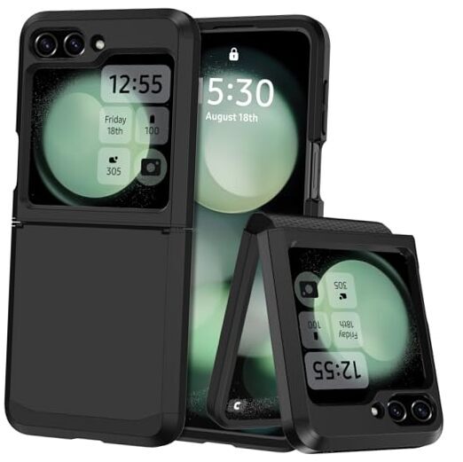 Case with Hinge Protection, Heavy Duty Samsung Galaxy Z Flip 5 Black