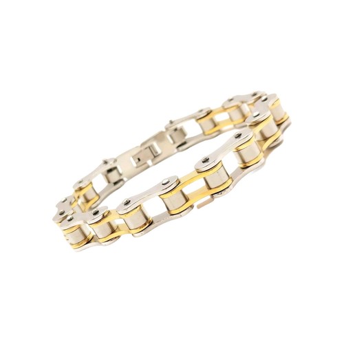 Sólido Alta Calidad Motero Cadena Pulsera Plata y Oro Acero Inoxidable Joyería - Imagen 3 de 7