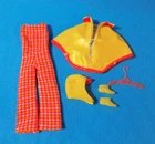 Vintage Barbie Poncho Pu On #3411 Outfit Jumpsuit Poncho Shoes Hat Complete 71