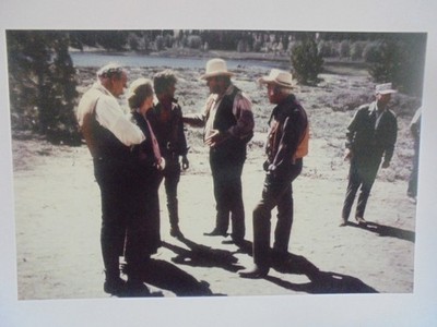 TOP BONANZA Farbfoto (Dreharbeiten) Hoss, Ben, Little Joe und andere Darsteller!