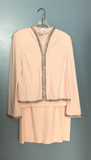 ST. JOHN EVENING Santana Knit 3PC Set Size 12 Jacket 14 Skirt Crystal Trim
