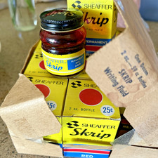 NOS Vintage Sheaffer's 02 Skrip Red Ink Bottle Top Well Permanent Red 2 OZ 60ml