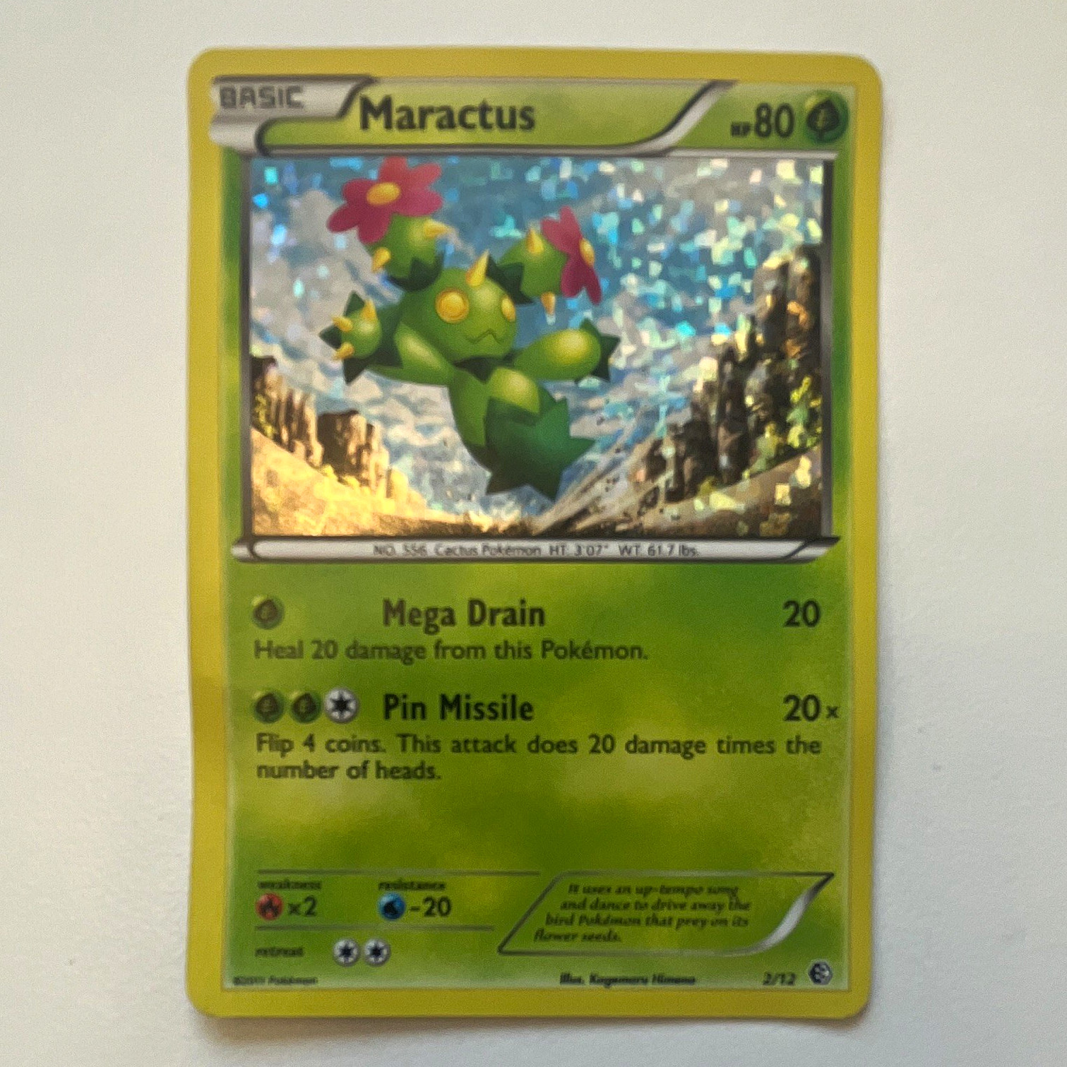 Pokémon TCG Maractus 2/12 McDonald's 2011 Holo Promo English 80 HP