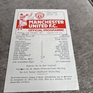 1984/85 MANCHESTER UNITED MAN UTD RESERVES V LIVERPOOL FOOTBALL PROGRAMME