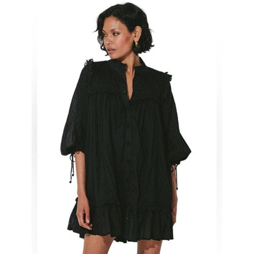 Cleobella || Abby A-Line Mini Dress Cotton Black Small