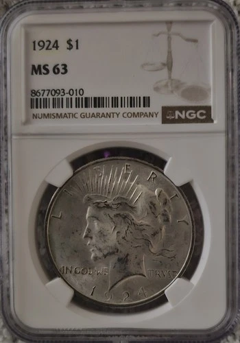 1924 Silver Peace Dollar MS 63