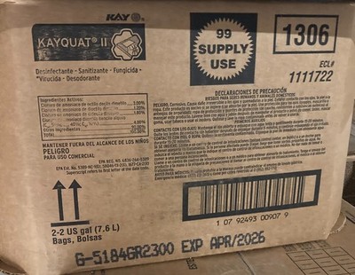 NEW Kay Kay Quat II Sanitizer   2 x 2 Gal. Bag (EXP: April 2026) #1306- 1111722