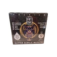 Acrylic Glitter Paint Marker Pens, Pack of 12 , Assorted , New And Sealed.