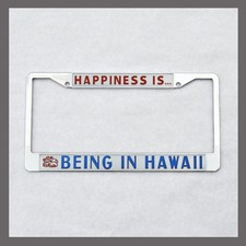 Happiness Is Being In Hawaii License Plate Frame New Chrome Aloha Hi Happiness Is Being In Hawaii License Plate Frame New Chrome Aloha Hi
