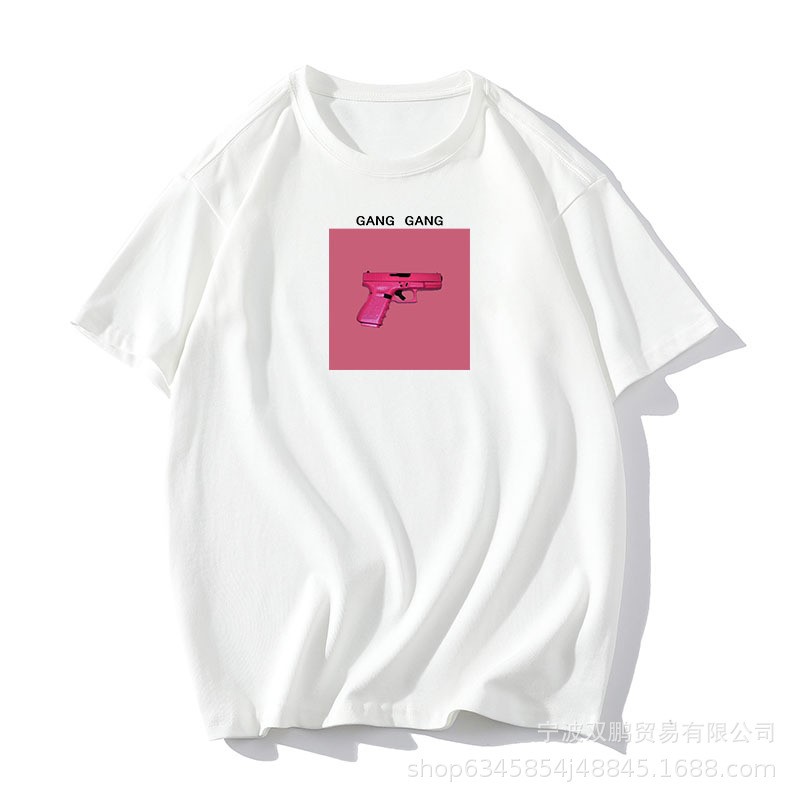 Women's summer loose cotton short-sleeved T-shirt with ins style prints image 6
