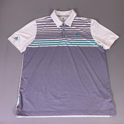 Adidas Performance Polo Shirt Men's XL Gray Striped Cog Hill Dubsdread Golf