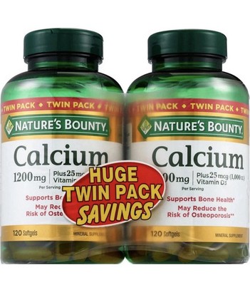 2 Pack Calcium Plus Vitamin D - 1200mg Calcium 1000IU Vit D3- 240 softgels 2x120