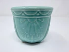 Vintage Shawnee Pottery USA Turquoise Daisy Planter 3.5" Tall Aqua Teal