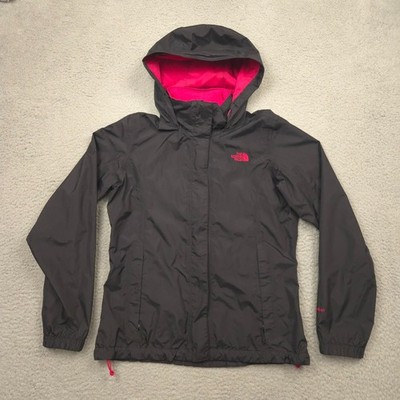 The North Face HyVent Womens M Black Pink Hooded Rain Jacket Shell Ripstop