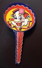 Vintage 1950 Kirchhof Metal Tin Noise Maker Clown Works Made In USA Blue Back