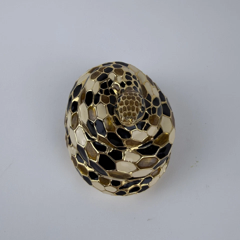 Bolso de Mano Judith Leiber Minaudiere Marrón Negro Cristal Serpiente Enrollada De Colección Foto 4 de 4