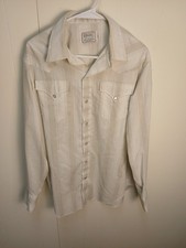 Vintage H Bar C California Ranchwear Western Pearl Snap 16.5/35 White Striped 
